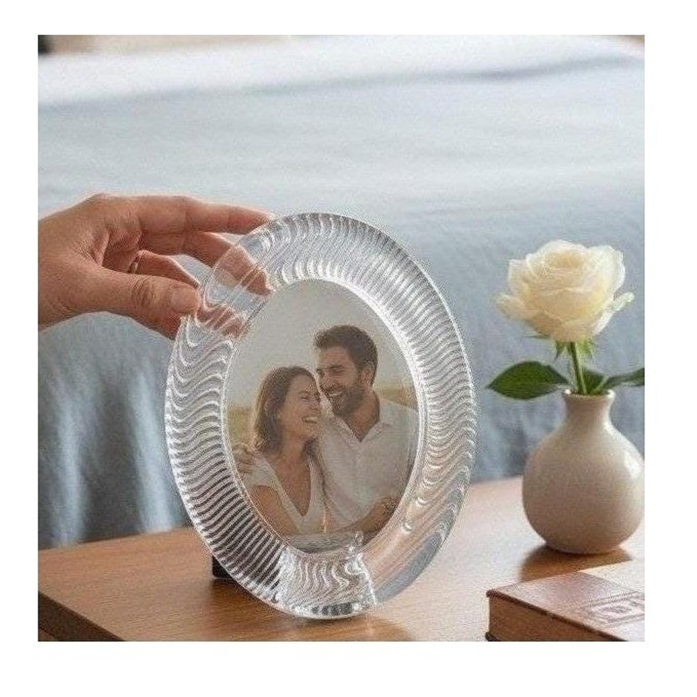 Vintage Mikasa Oval Glass Picture Frame, Minimalist Tabletop Photo Holder